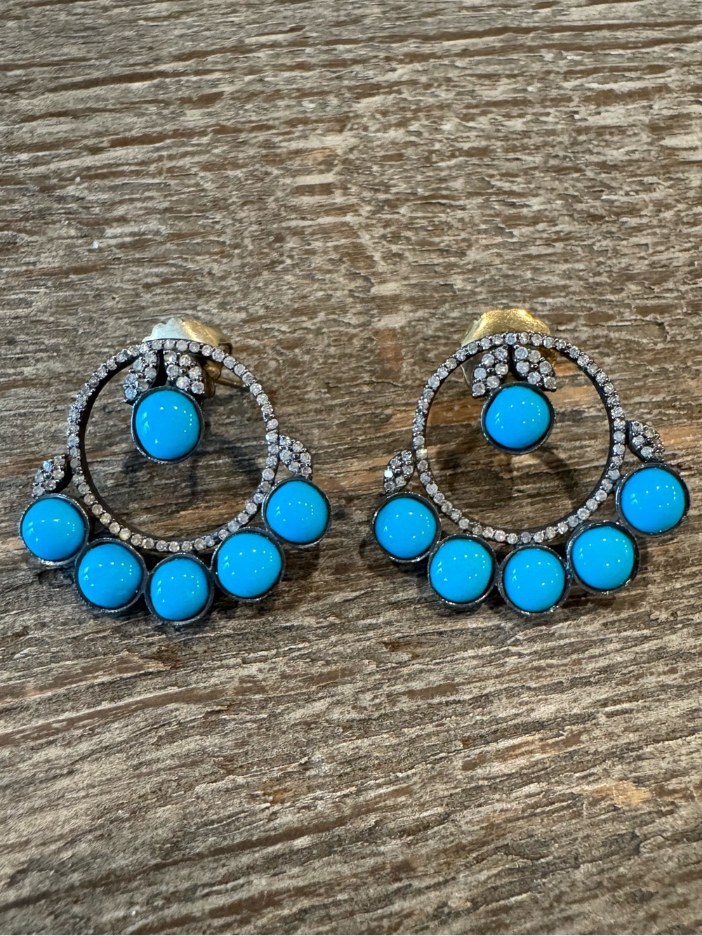 The Woods Fine Jewelry Turquoise and Pave Drop Earrings - NEW!